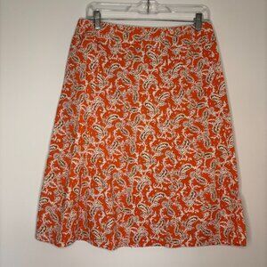 EDDIE BAUER Sz 4 ALine Skirt Stretch Peach Paisley